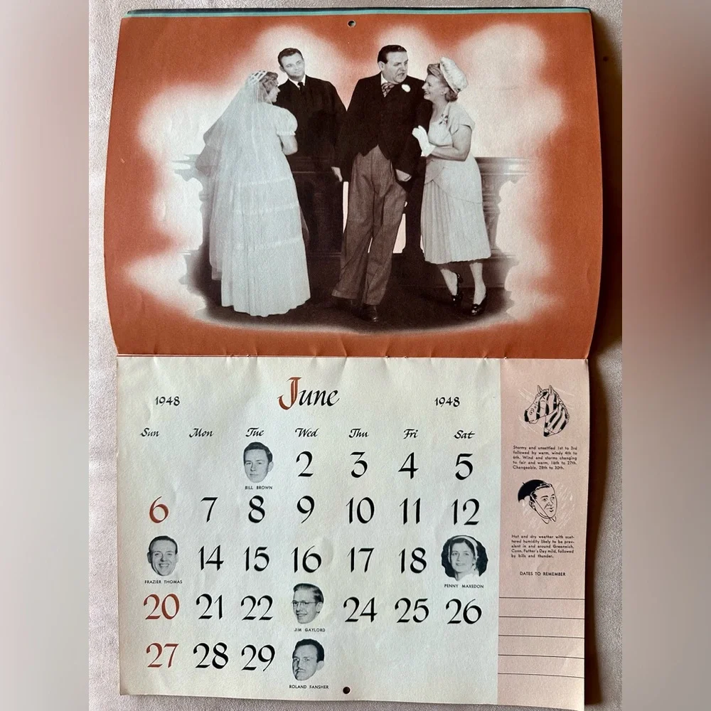 1948 Calendar RARE “Your Morning Matinee” Good Vintage Condition